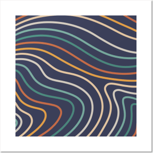 Curved stripes in retro colors Posters and Art